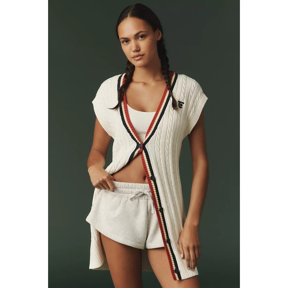 Tretorn x Anthropologie Longline Short-Sleeve Cardigan M